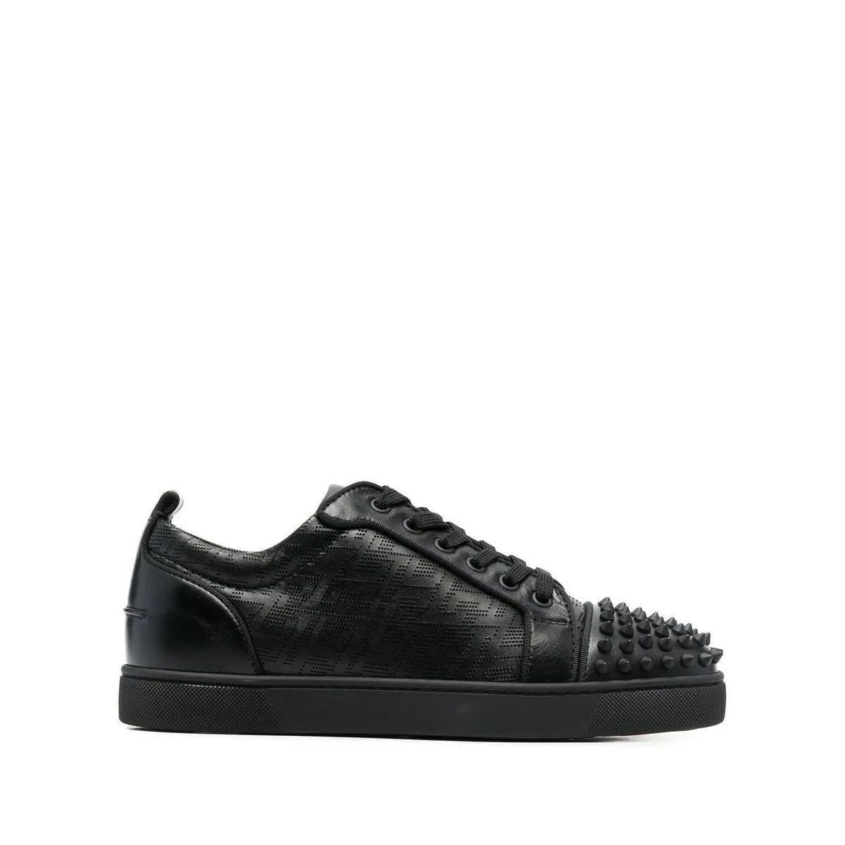 Christian Loobs black leather sneakers with spikes