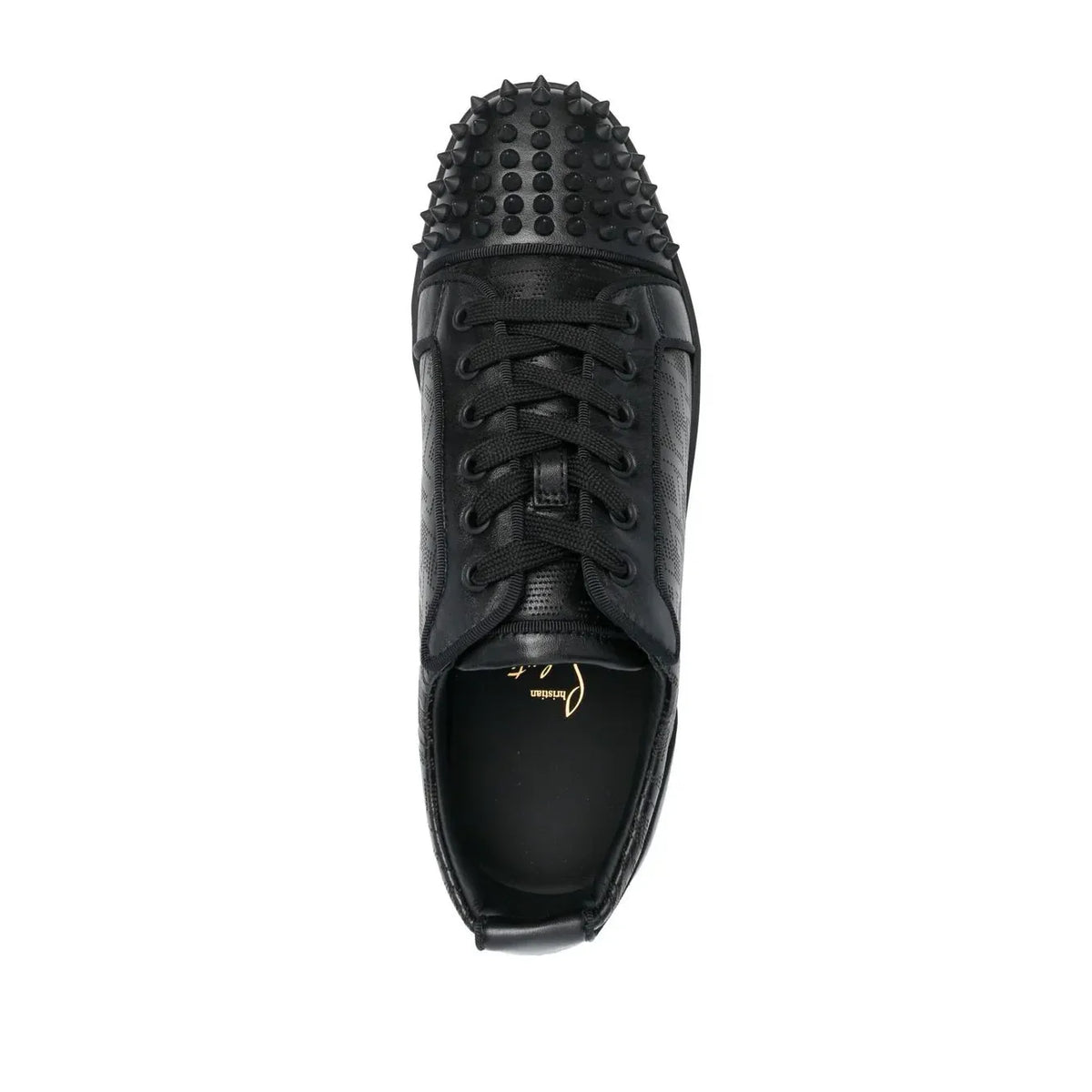 Christian Loobs black leather sneakers with spikes