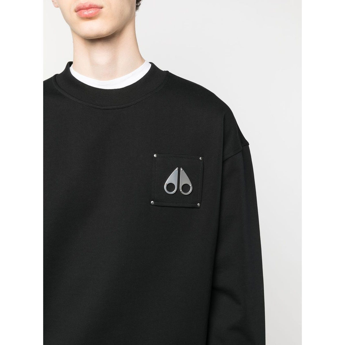 Moose Knucles Chest logo-patch detail black sweatshirt