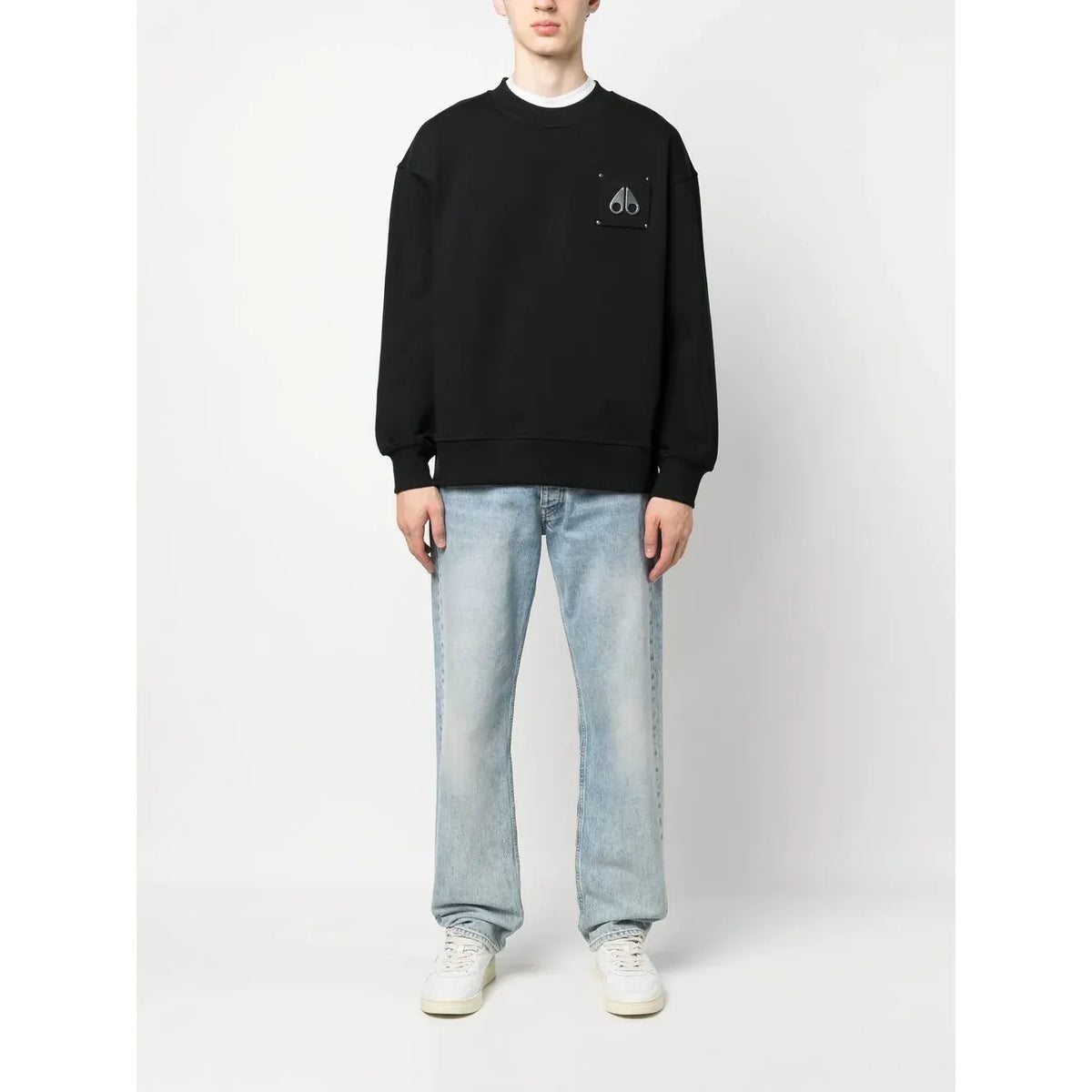 Moose Knucles Chest logo-patch detail black sweatshirt