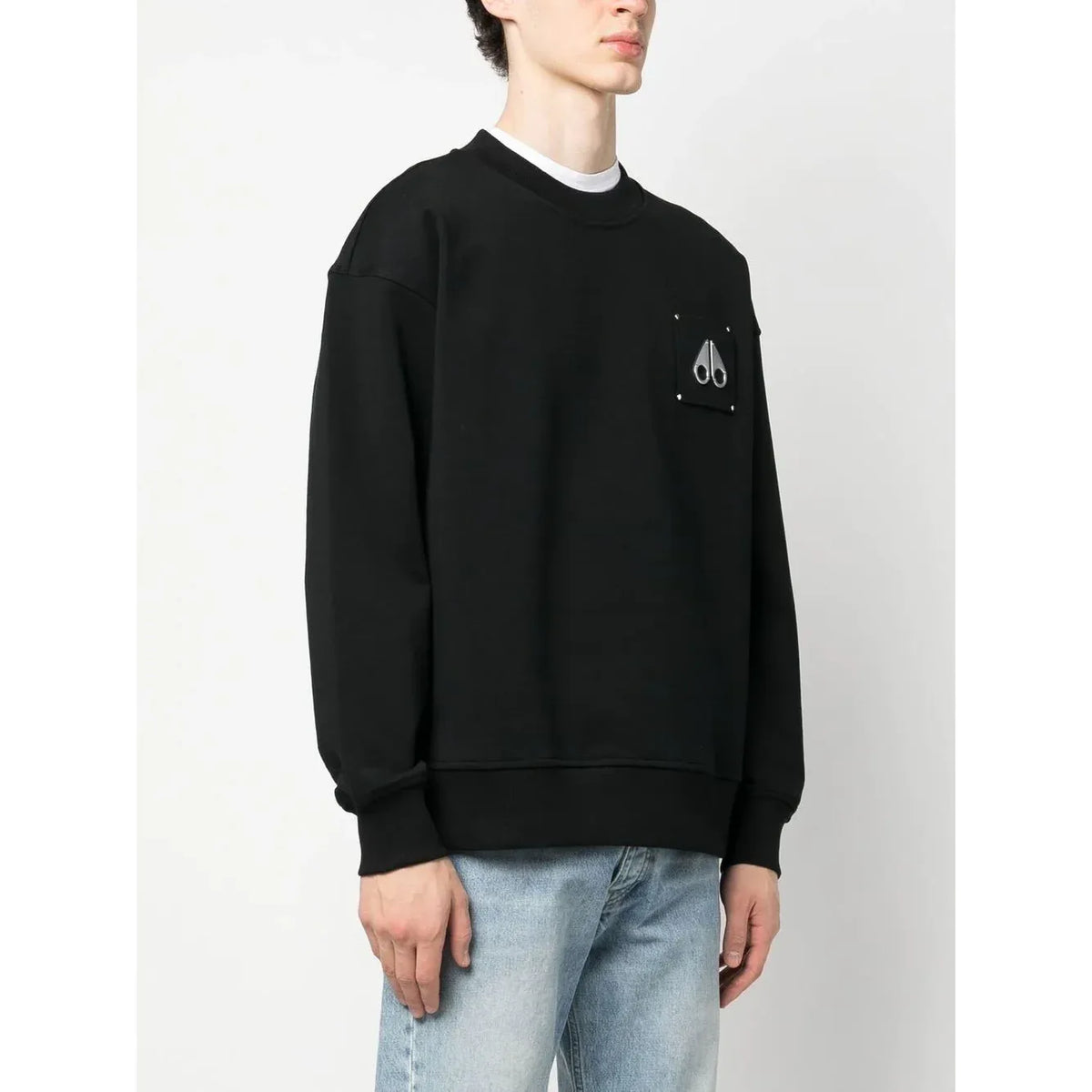 Moose Knucles Chest logo-patch detail black sweatshirt