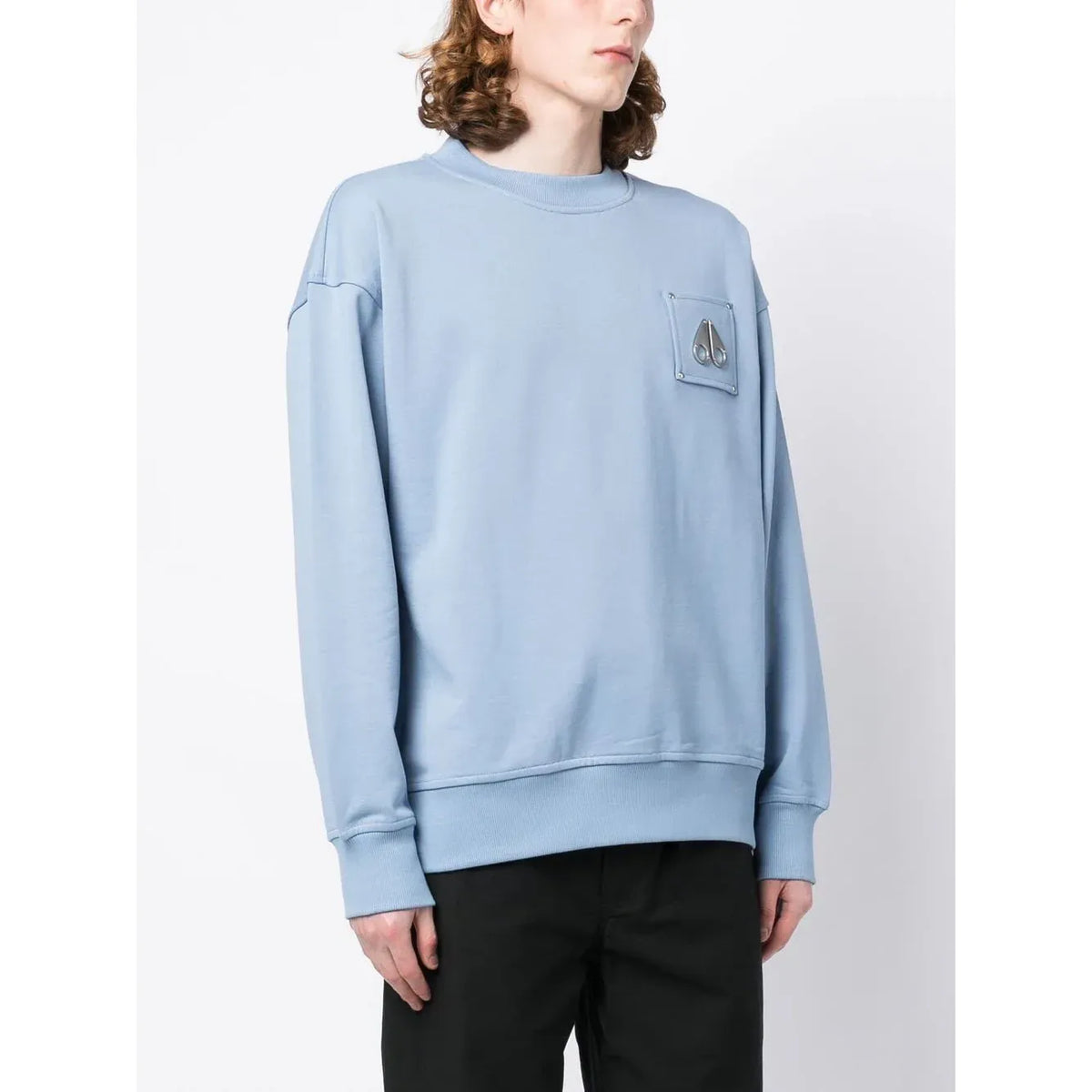 Moose Knucles Chest logo-patch detail blue sweatshirt