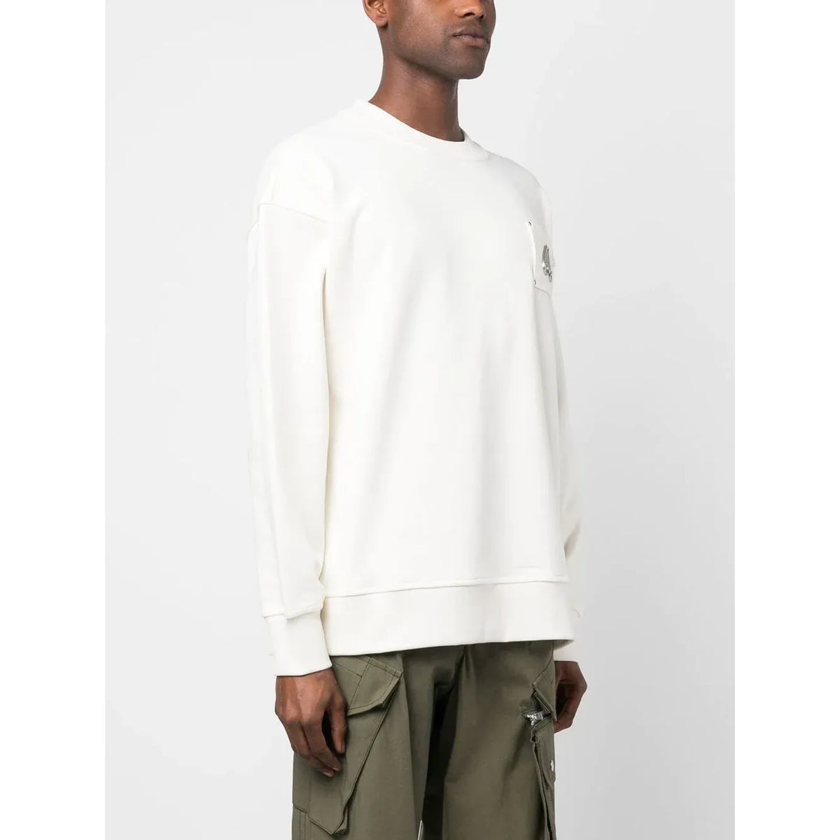 Moose Knucles Chest logo-patch detail white sweatshirt