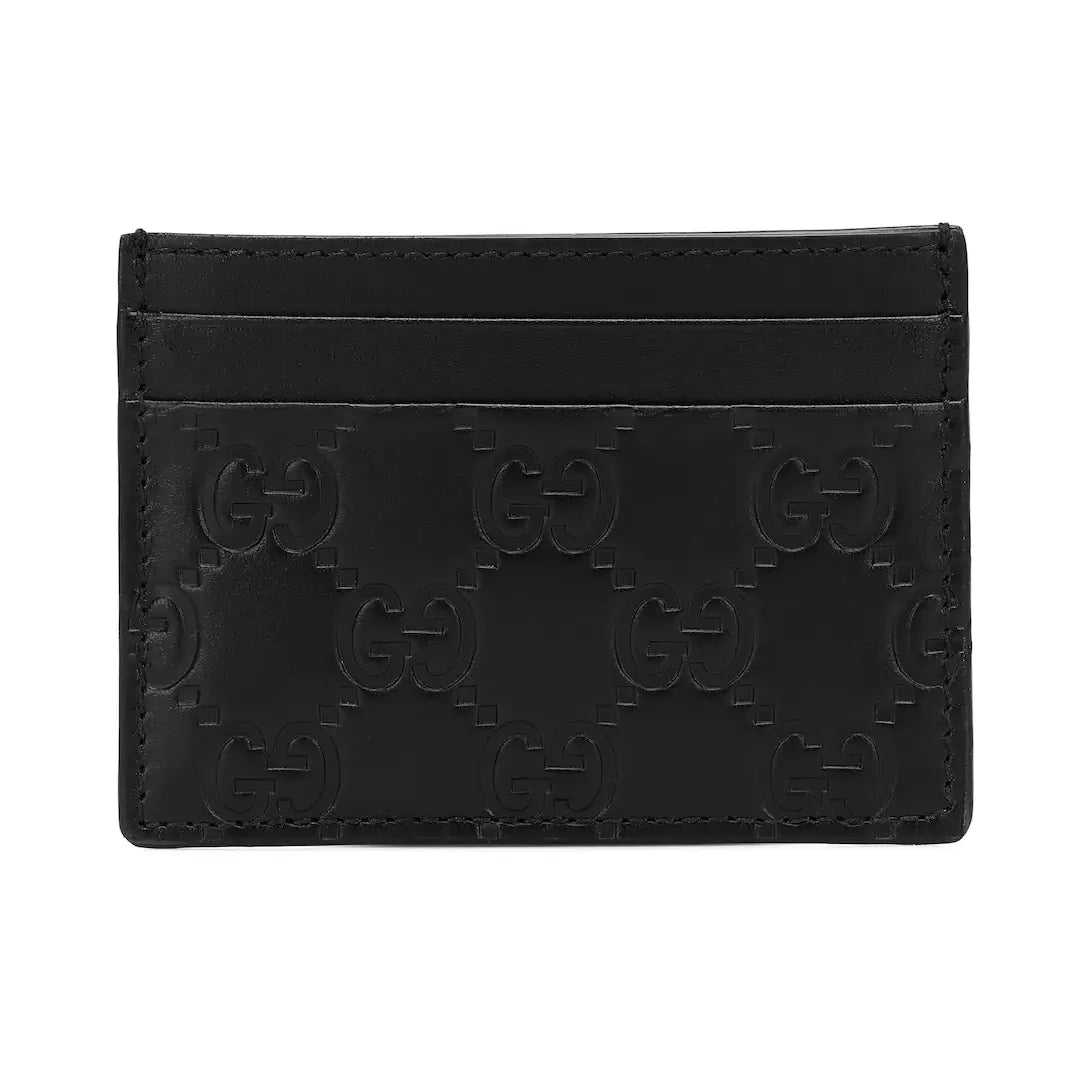 Guuccii Signature leather card holder in black