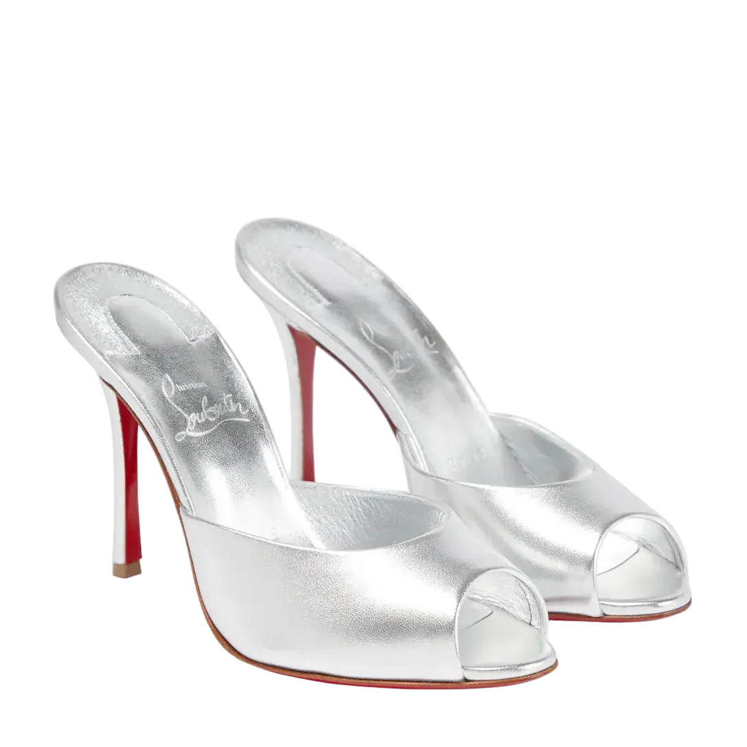 Christian Loobs Heels Dolly metallic leather mules