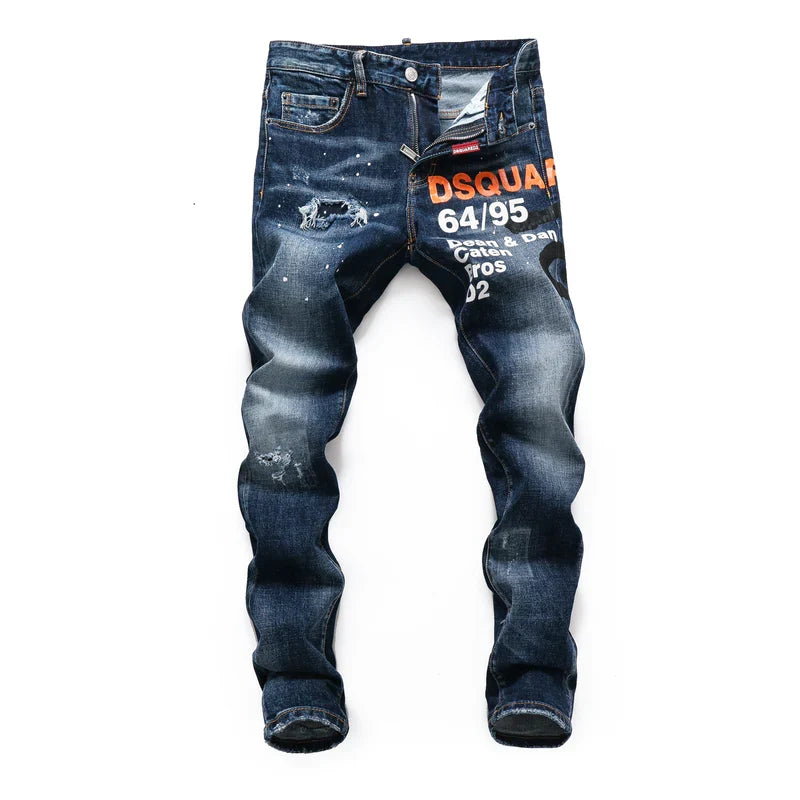 DSQ2 JEANS in blue with text