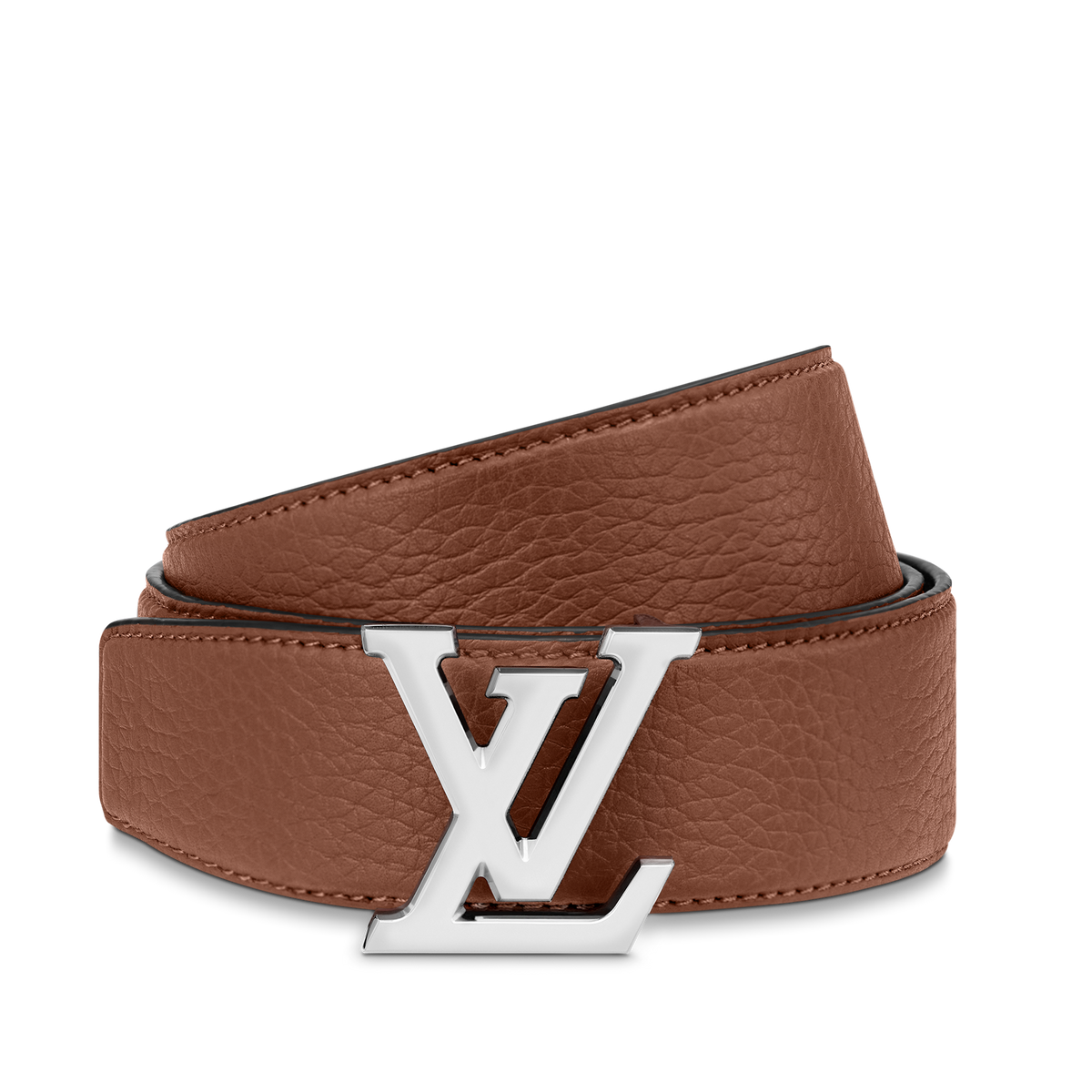 Louic Viutt0n Reversible Ecplise silver buckle and brown belt