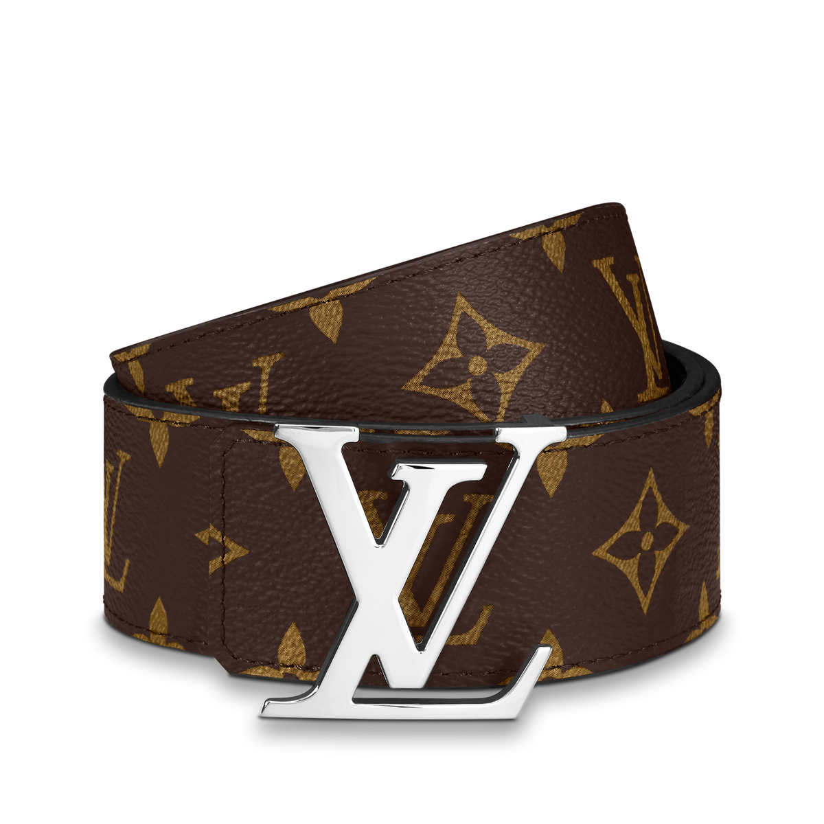Louic Viutt0n Reversible Ecplise silver buckle and brown belt