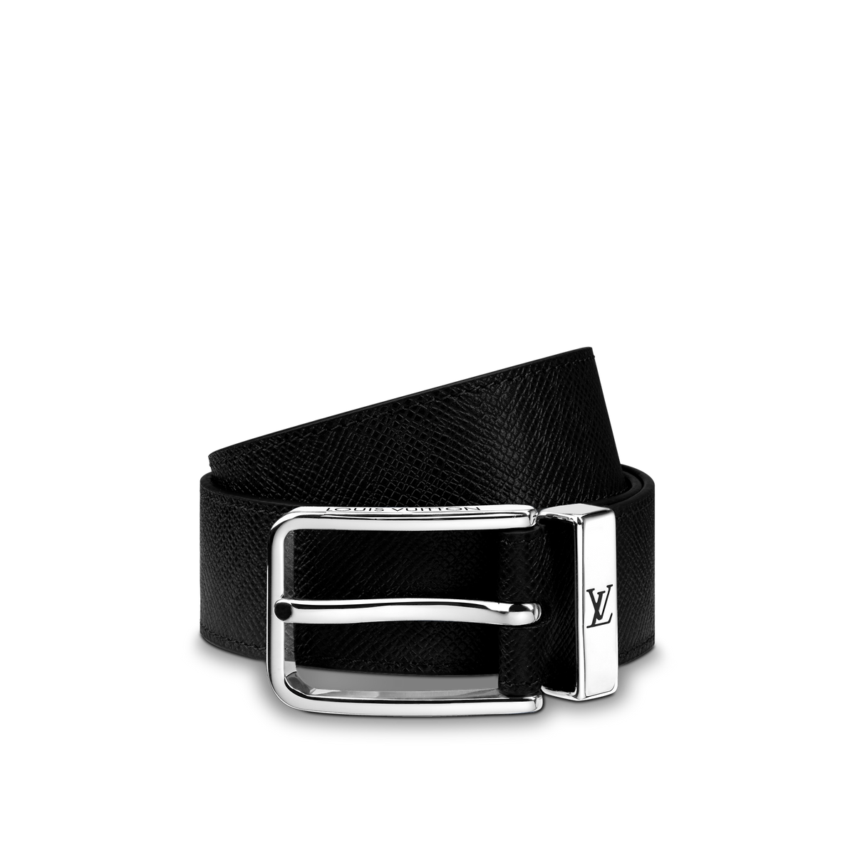 Louic Viutt0n Damier silver buckle black belt