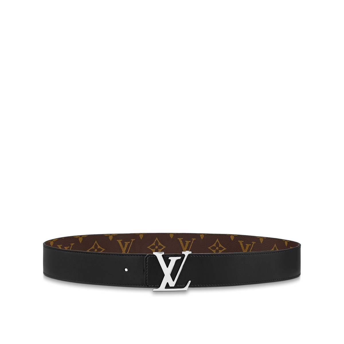 Louic Viutt0n Reversible Ecplise silver buckle and brown belt