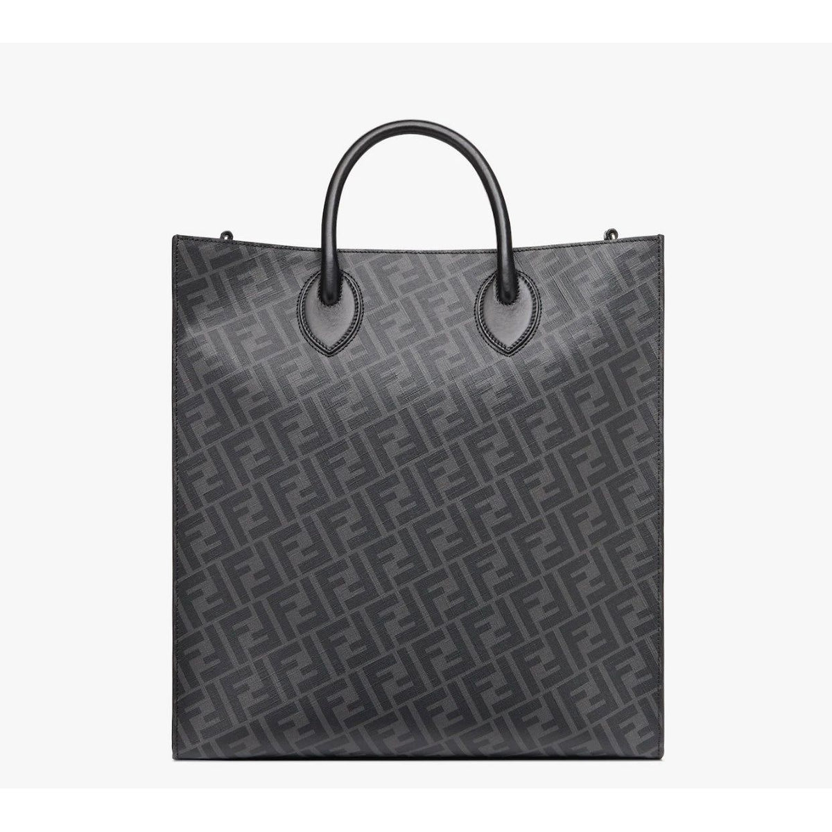 F€ndi black leather and grey bag
