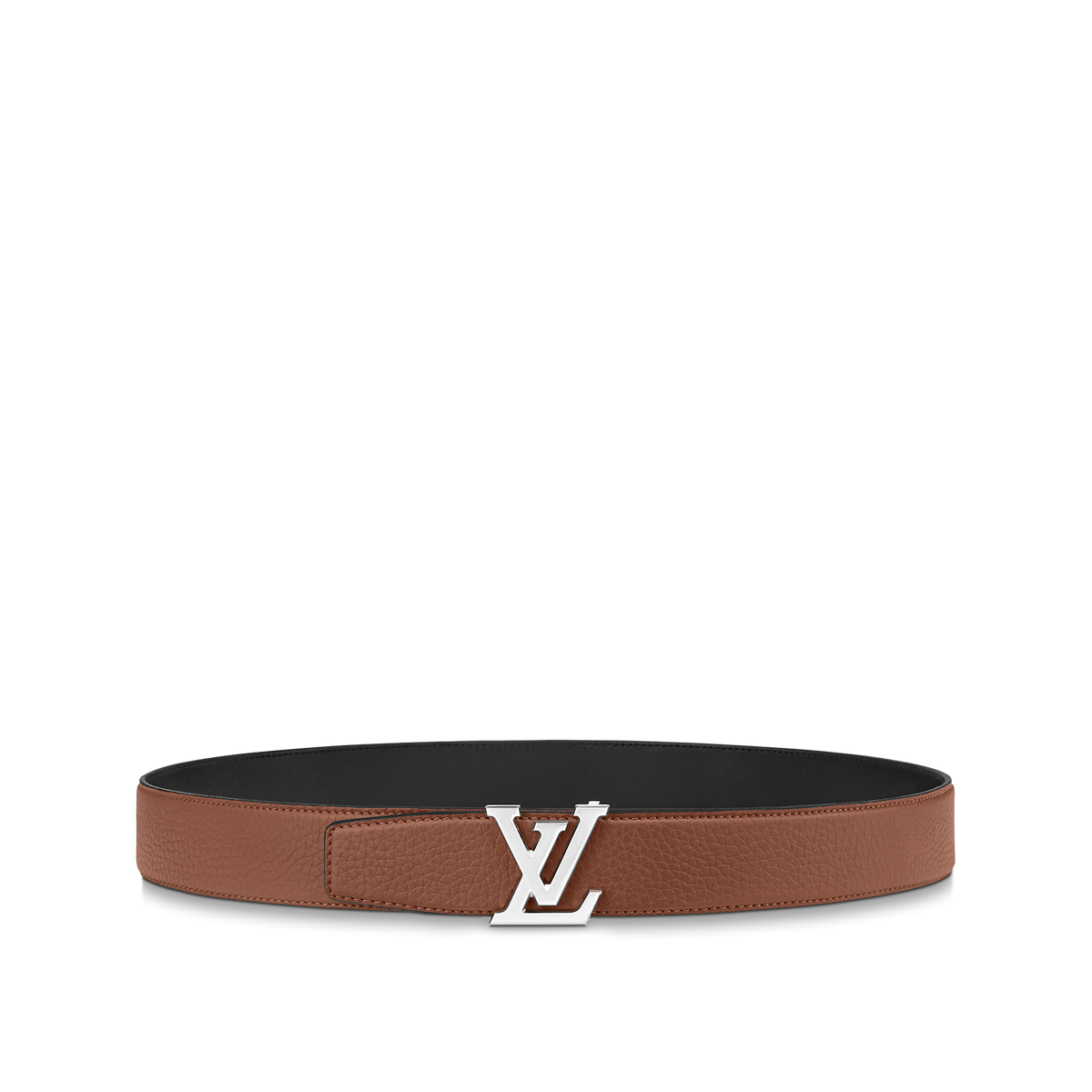 Louic Viutt0n Reversible Ecplise silver buckle and brown belt