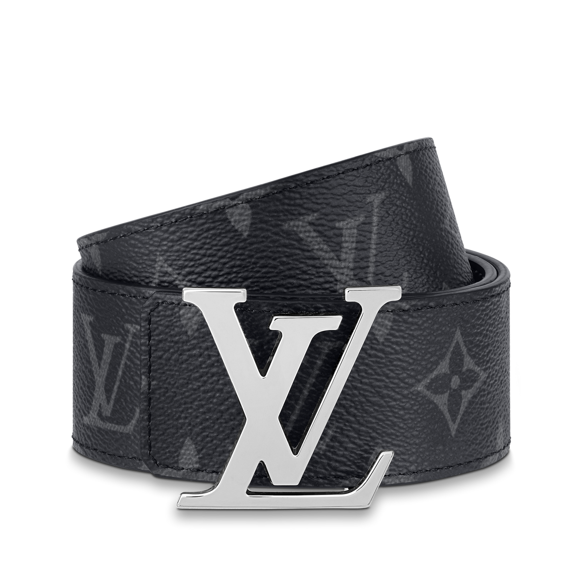 Louic Viutt0n Reversible Ecplise silver buckle and Black belt