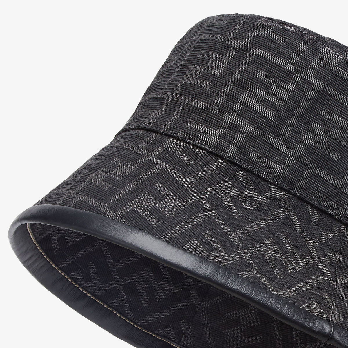 F€ndi HAT black leather with pattern