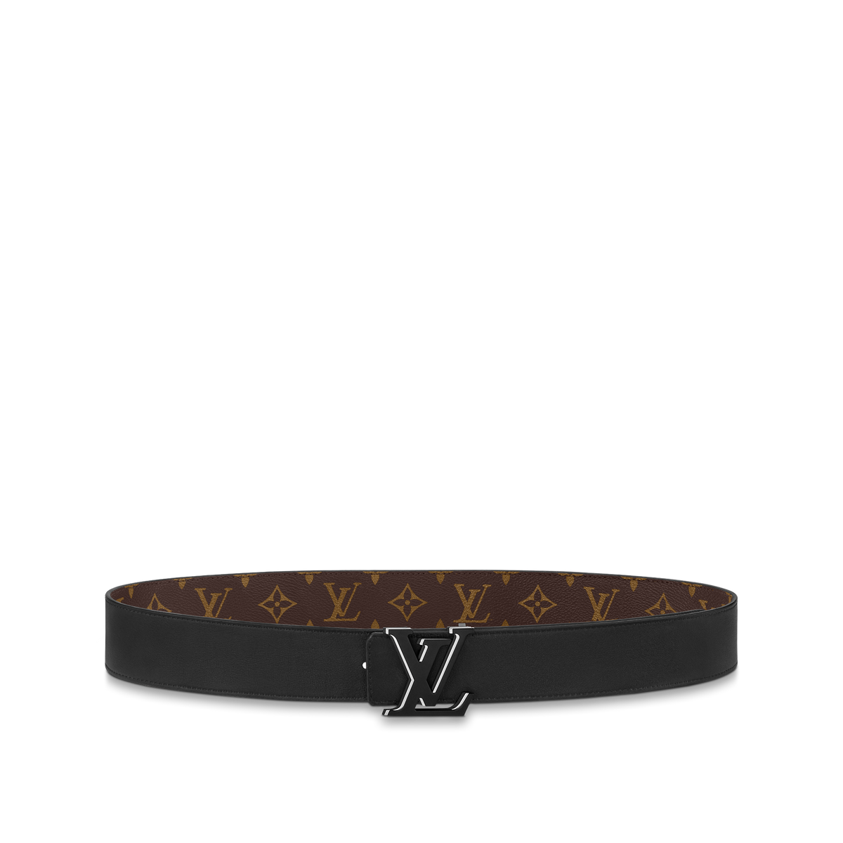 Louic Viutt0n Reversible Ecplise black buckle with dark brown belt