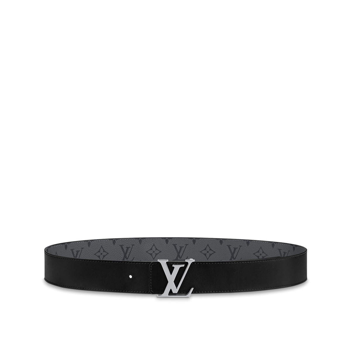 Louic Viutt0n Reversible Ecplise silver buckle and grey belt