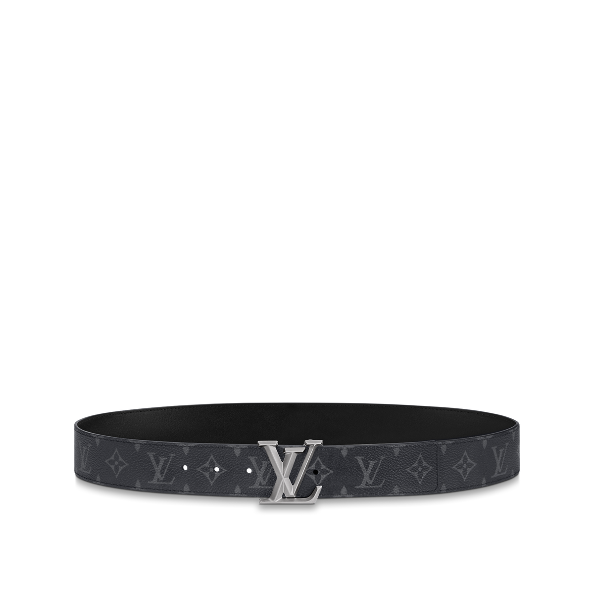 Louic Viutt0n Reversible Ecplise silver buckle and black belt